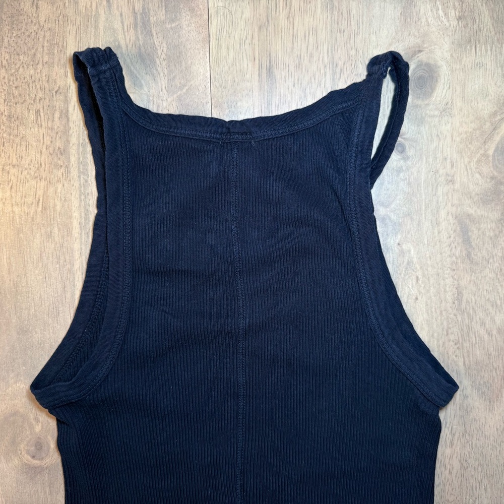 Re/Done Ribbed Racerback Tank, Black, Size Small - Picture 6 of 9